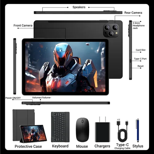 Vista 9 de Tableta, tabletas de 11 pulgadas, tableta Android 15 con teclado y ratón, T615 Octa-Core, 36 GB de RAM +256 GB ROM, Gemini AI, 8000 mAh, Widevine