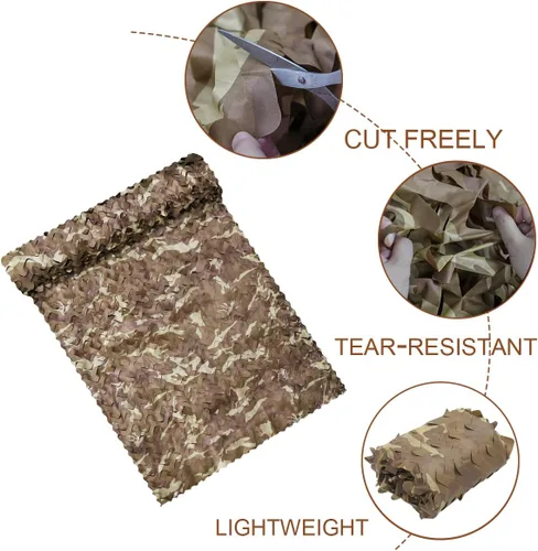 Vista 2 de WINWAY - Red de camuflaje en rollo a granel, malla para sombrilla, ideal para caza, tiro, decoración de fiesta con tema militar Desert Camo