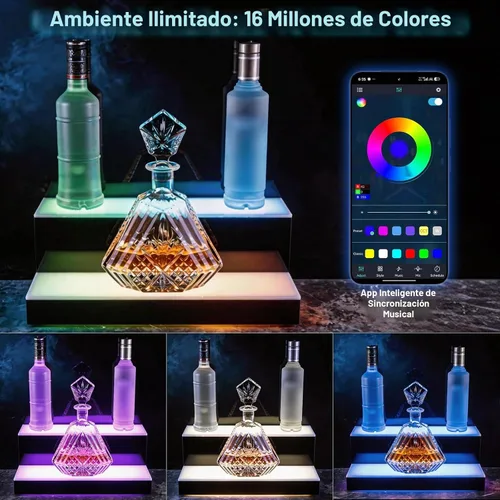 Vista 7 de RGBIC - Estante de exhibición LED para botellas de licor, 16 pulgadas, 2 niveles