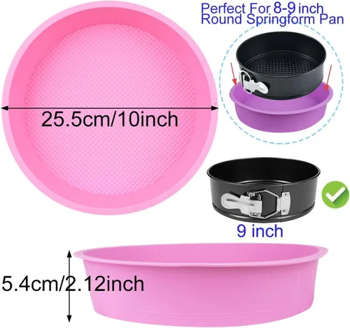 Vista 2 de 3 protectores de sartén desmontable, protector de baño de agua, bandeja de silicona para tartas de queso de 9 pulgadas para evitar que el agua entre