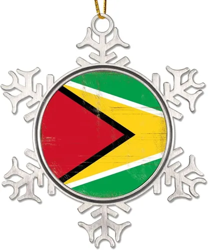 Vista 12 de Adorno colgante de Navidad de Gabón, bandera de Gabón, regalo de vacaciones, copo de nieve de metal, adorno para árbol de Navidad, bandera nacional