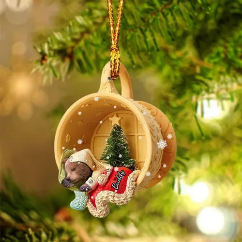 Vista 70 de Adornos de acrílico de encargo de la Navidad del nombre del perro, forma 2D personalizada para los amantes del perro Bulldog