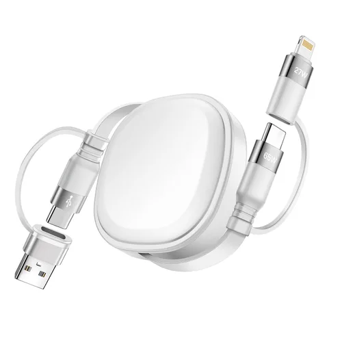 Vista 9 de Cable USB Tipo C Retráctil 5 en 1 de 100W, Paquete de 2 Cables de Carga Múltiple 5A Cable de Carga Rápida Cable USBC con USB A+C a L/C Accesorios