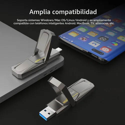 Vista 8 de Netac Unidad de estado sólido USB externa portátil de 128 GB tipo c y USB 3.2 interfaz dual, protección de seguridad de hasta 400 MB/s