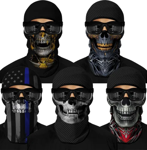 Vista 23 de Pasamontañas 3D, máscara de cara completa, resistente al viento, máscara de esquí con calavera táctica para motocicleta, ciclismo, Halloween 4