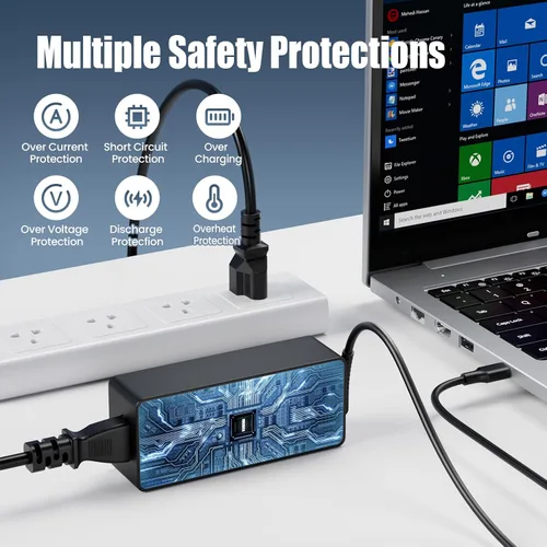 Vista 4 de Cargador para laptop de 65 W, USB tipo C, adaptador de CA de repuesto para HP Chromebook 14 13 X360 Spectre x360 Elite x2 EliteBook; Lenovo Yoga