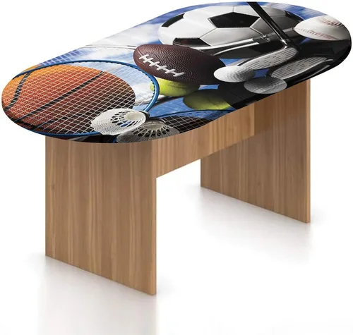 Vista 13 de Mantel ovalado ajustable para mesa de patio, con bordes elásticos occidentales, de poliéster, estampado tradicional de vagón, se adapta a mesas