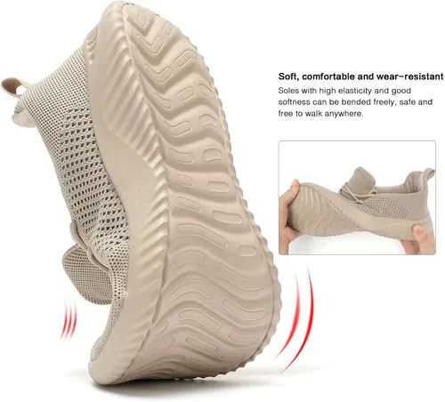 Vista 4 de Wrezatro Zapatos para caminar para hombre, ultraligeros, transpirables, antideslizantes, informales, de moda, de malla, para entrenamiento, deportes