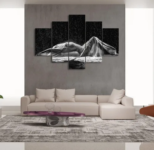 Vista 20 de Lienzo extra grande sexy chica desnuda durmiendo en la cama, arte de pared con marco de madera sexy para mujeres desnudas, obras de arte, arte