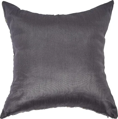 Vista 7 de Juego de 2 almohadas decorativas negras de 12 x 12 pulgadas, fundas de almohada pequeñas de seda para sofá, funda de cojín bordada con lentejuelas