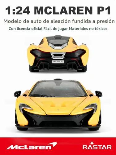 Vista 2 de RASTAR 1/24 Officially Licensed Diecast Car Model for McLaren P1, Yellow