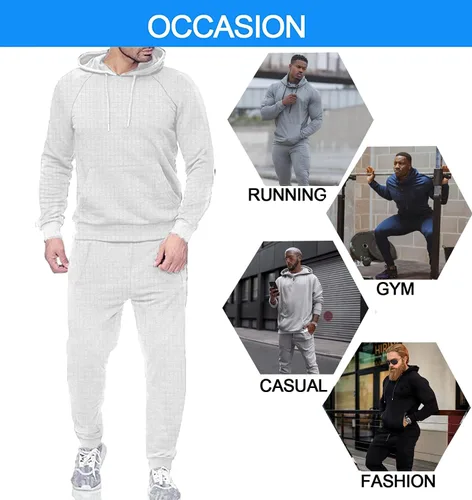 Vista 4 de COOFANDY Conjunto deportivo de 2 piezas con capucha y bolsillo para hombre