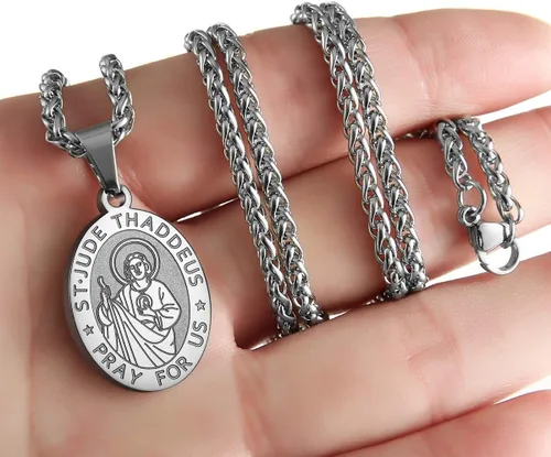 Vista 3 de RS Saint St MichaelChristopherJudeBenedictJosephAnthony Medal Necklace for Boys Men 24 In Religious gifts