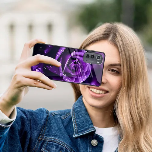 Vista 6 de Funda para Motorola Moto Edge 2022, cubierta trasera de vidrio templado con protector de pantalla, funda protectora a prueba de golpes para Motorola