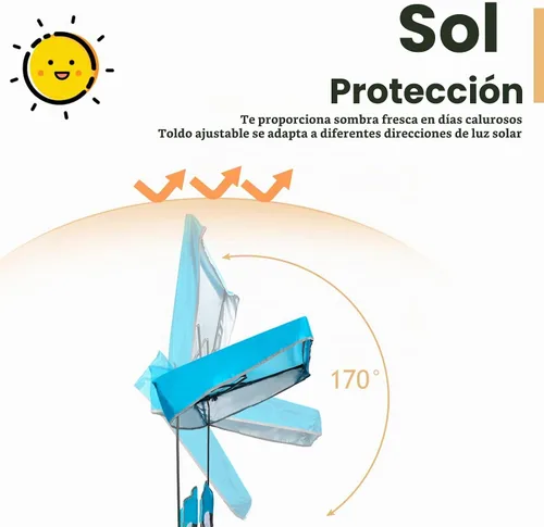 Vista 4 de DORTALA Silla de camping doble con toldo, silla de playa plegable para 2 personas con toldo para dosel, soporte para bebidas y bolsa de Azul