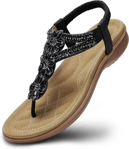 Vista 10 de Littleplum Sandalias para mujer hechas a mano con soporte de arco de verano, sandalias cómodas para caminar ortopédicas bohemias