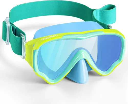 Vista 12 de VegoVia Gafas de natación para niños con cubierta para la nariz, antiempañamiento de visión amplia, máscara de natación transparente para niños