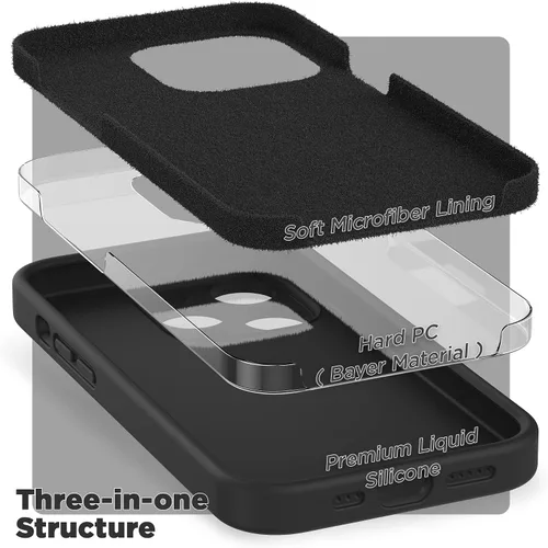 Vista 5 de SURPHY Funda diseñada para iPhone 14 Pro Max con protector de pantalla, (con protección de cámara y forro de microfibra suave), funda de silicona