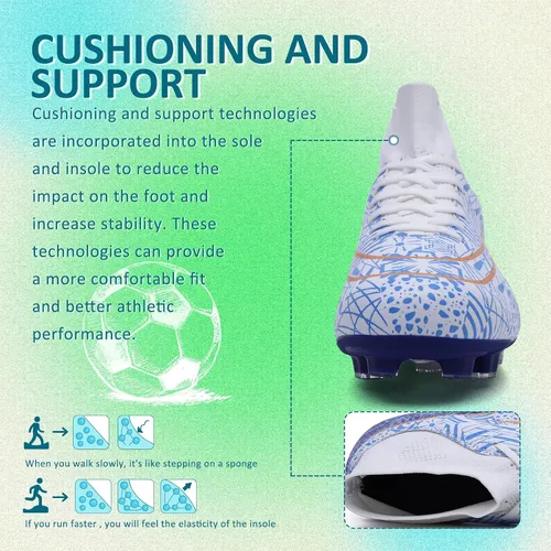 Vista 4 de CBUSTER Tacos de fútbol para hombre y mujer, zapatos de fútbol para interiores y exteriores, para niño grande AGFG