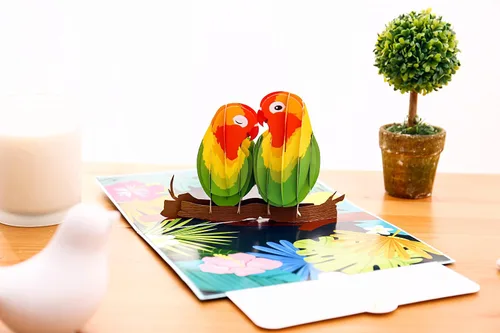 Vista 2 de Liif Tarjeta emergente de felicitación 3D de 50 aniversario de Lovebird, tarjeta de boda de feliz 50 aniversario y regalo - para marido, esposa