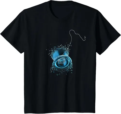 Vista 32 de Shattered Yo Yo - Camiseta de diseño azul impresionante, Negro, S