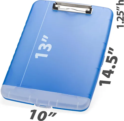 Vista 3 de Officemate Caja de almacenamiento portapapeles, Azul Translucent