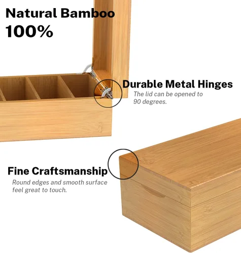 Vista 2 de Neando Organizador de tarjetas de visita de bambú para tarjetas de 2 x 3.5 pulgadas, soporte de madera con capacidad para 600 tarjetas con tapa, 4