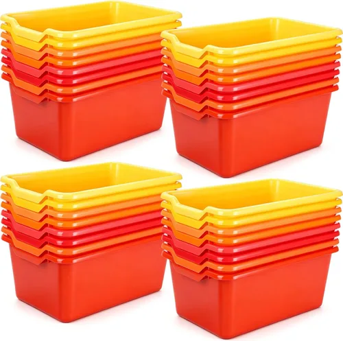 Vista 10 de Dandat 16 cubos para libros de plástico para aula, serie azul
