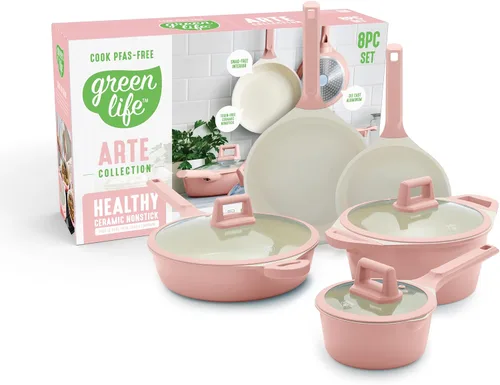 Vista 11 de GreenLife Juego de utensilios de cocina antiadherentes de cerámica de 8 piezas, apto para inducción, no tóxico, sin PFAS, apto para lavavajillas