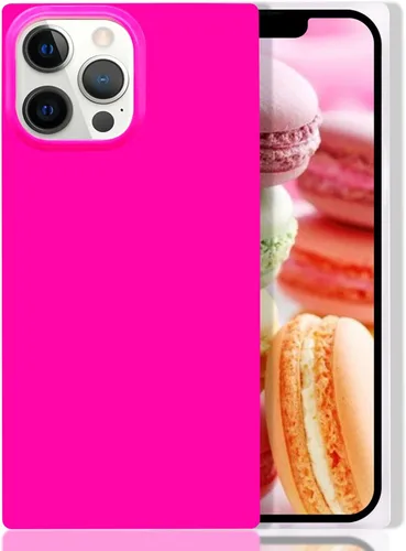 Vista 16 de Compatible con Neon Phone Rectangle iPhone 14 Funda para mujer, diseño de lujo de fluorescencia brillante, flexible, suave, delgada, de gel de goma