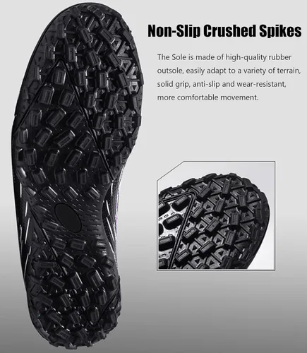 Vista 4 de Men's Soccer Shoes Football Cleats Indoor High-Tops Lace-Up Non-Slip Spikes Turf Boots