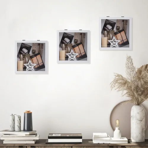 Vista 7 de Muzilife Marco de fotos Shadow Box de 11 x 11 pulgadas, 2.16 pulgadas, vitrina cuadrada de madera profunda y vidrio, lista para colgar, caja