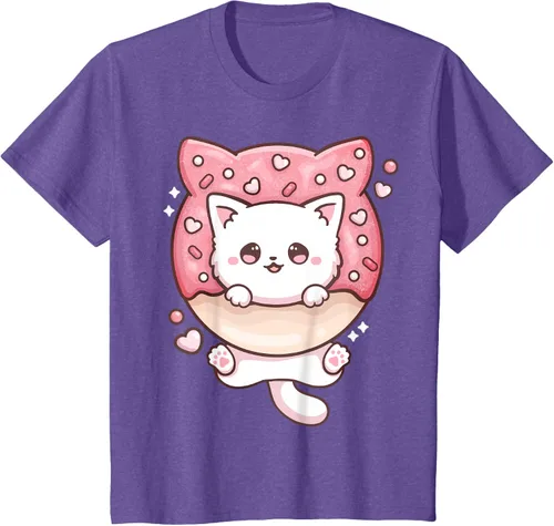 Vista 39 de Camiseta Kawaii Cat Donut Anime Lover Otaku, Negro