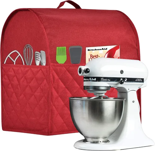 Vista 7 de Funda a prueba de polvo para batidora de pie de KitchenAid, con múltiples bolsillos para varios accesorios de electrodomésticos de cocina, Negro