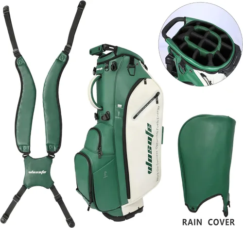 Vista 6 de WOSOFE 14-Way Golf Stand Bag, PU Leather Golf Bag with Full-Length Dividers