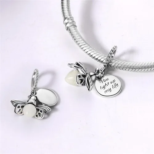 Vista 2 de Bead Charms fit Pandora Bracelet, 925 Sterling Silver Pendant Charm with 5A Cubic Zirconia for Necklace and Bracelet Birthday Mothers Day Jewelry