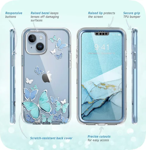 Vista 7 de i-Blason Cosmo - Funda para iPhone 14/13 con protector de pantalla integrado, funda protectora delgada de cuerpo completo para iPhone 14/13 de 6.1