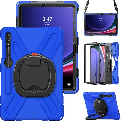 Vista 14 de Funda de silicona resistente para Samsung Galaxy Tab S9+ de 12.4 pulgadas 2023/S8+ /S7+/S7 Fe, con correa para el hombro, soporte para bolígrafo S
