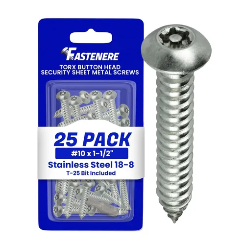 Vista 16 de Fastenere Tornillos de Chapa Metálica de Seguridad Torx - #6 x 1-1/2" (paquete de 25) con cabeza de botón, resistentes a manipulaciones, tornillos