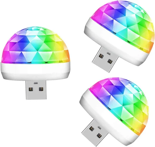 Vista 7 de Lmaytech Luces USB para fiesta de mini bola de discoteca, luces estroboscópicas activadas por sonido, luces LED portátiles para el ambiente