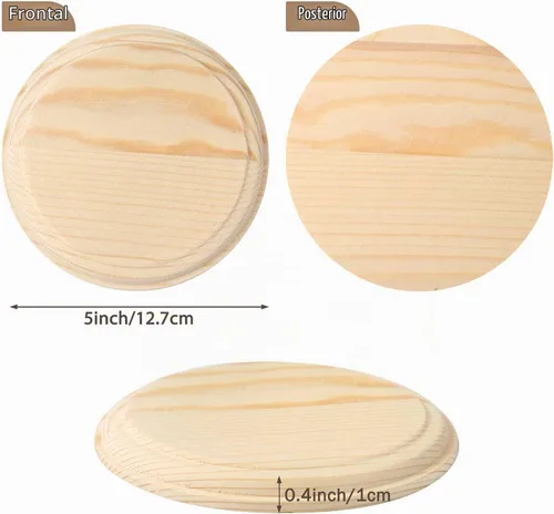 Vista 2 de Pllieay 2 placas redondas de madera de 5 pulgadas para manualidades y decoración del hogar