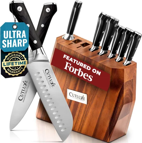 Vista 11 de Cutluxe Juego de cuchillos de chef, juego de 3 cuchillos de chef profesionales, acero alemán afilado, espiga completa, asas ergonómicas, serie