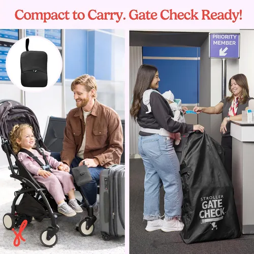 Vista 7 de J.L. Childress Bolsa de viaje para cochecitos individuales y algunos dobles, bolsa de viaje para avión, se adapta a la mayoría de los cochecitos
