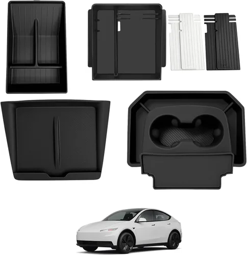 Vista 12 de BestEvMod Bandeja organizadora de consola central inferior compatible con Kia EV6 2022-2026, caja de almacenamiento de accesorios interiores