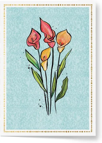 Vista 2 de Designer Pop!, Tarjeta de felicitación desplegable de cumpleaños – Diseño floral con tarjeta 3D de lirio de cala para amigos, familia y personas