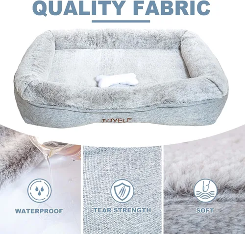 Vista 7 de JOYELF Cama ortopédica grande de espuma viscoelástica para mascotas con funda lavable, diseño independiente con forro impermeable incluido