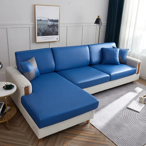 Vista 11 de Fundas elásticas para cojín de sofá, de piel sintética resistente al agua, funda de cojín desmontable para sofá, protector de muebles para cojín