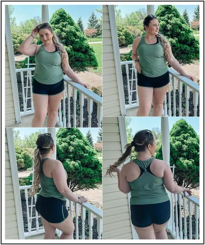 Vista 7 de Aleumdr Traje de baño deportivo de 3 piezas para mujer con pantalones cortos, camiseta sin mangas con brasier deportivo y pantalones cortos