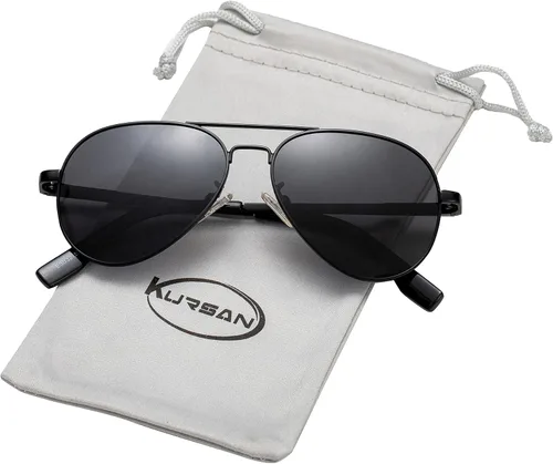 Vista 2 de Lentes de sol polarizados estilo aviador para mujeres y hombres, montura de metal clásica, lentes de sol, 100% protección UV 400, 2.283 in
