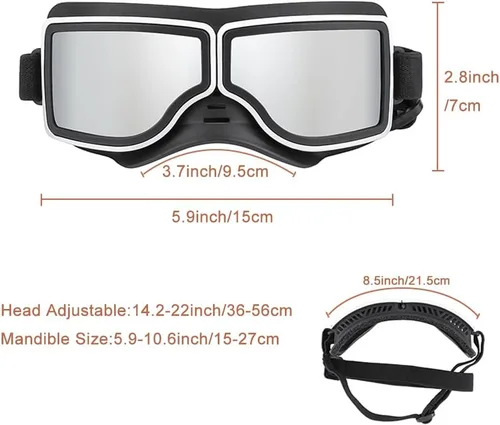 Vista 3 de Gafas de protección UV para perros medianos y grandes – Gafas de sol impermeables a prueba de viento, gafas protectoras duraderas para razas largas